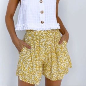 Lulus Yellow Leopard High Waisted Shorts